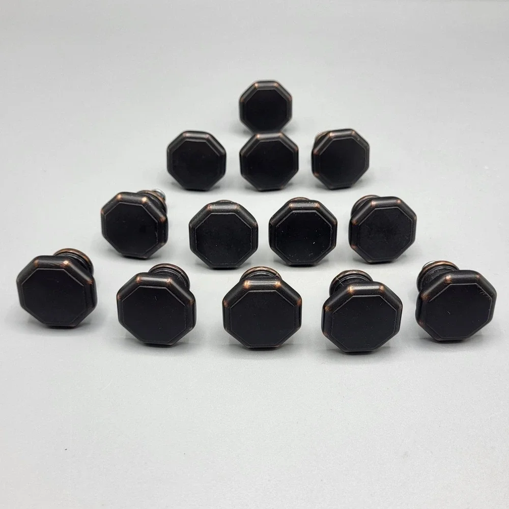 13 Octagonal Cabinet Knobs Oil Rubbed Bronze Finish For Drawers & Doors
